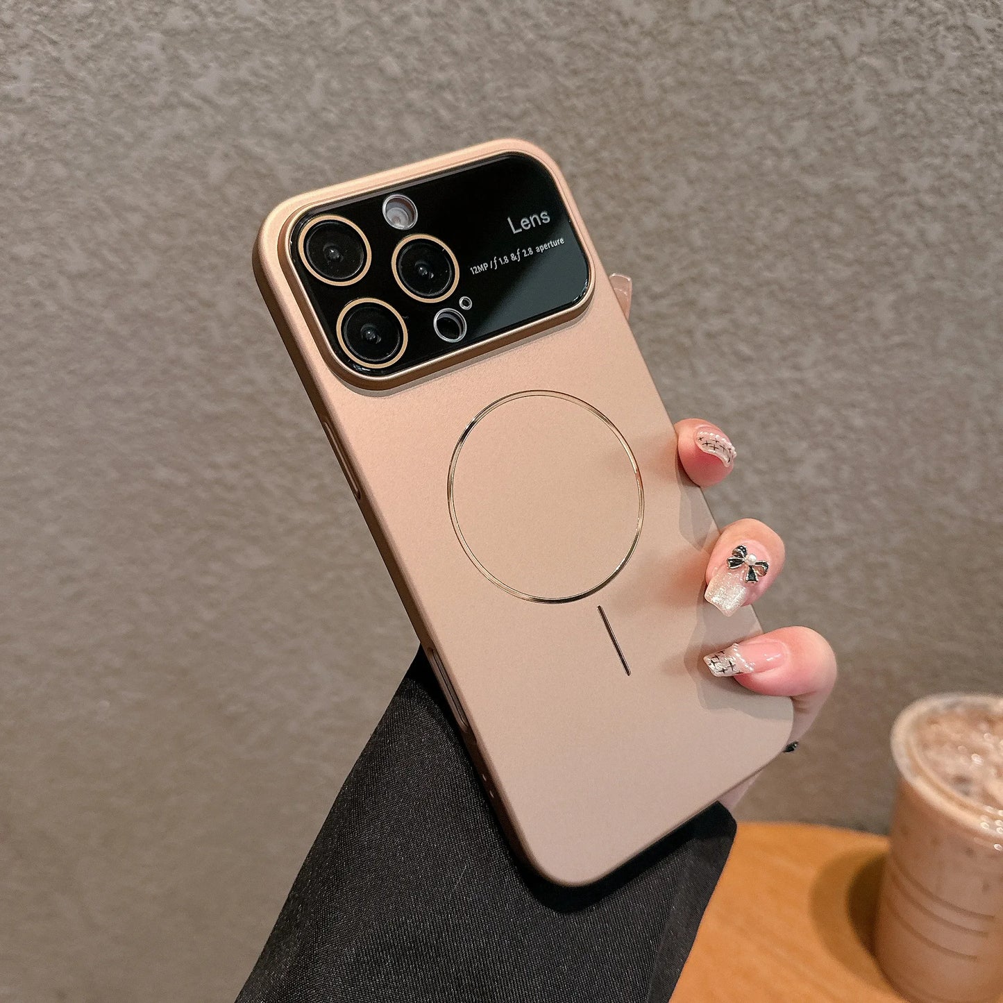 Magnetic Large Window Lens Protection Phone Case For iPhone 11 12 13 14 15 16 17 Pro Max 17 Air PC Thin Circle Hard Phone Cover