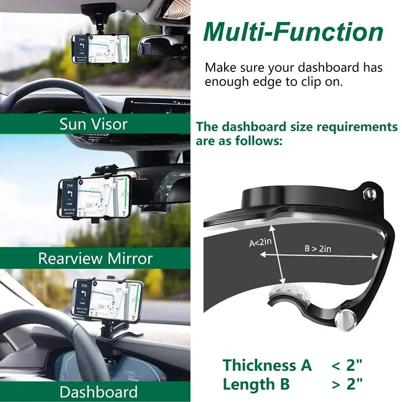 Universal 360 Degree Rotation Car Phone Holder GPS Bracket Dashboard Clip Mount Mobile Stand for iPhone