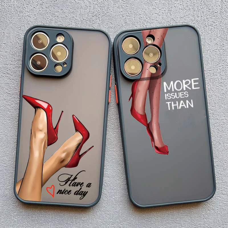 Girl Women Coffee Miss Phone Case For iphone 16 12 11 14 13 15 Pro Max X XS XR SE 2020 7 8 Plus Fashion Lady High Heel Covers