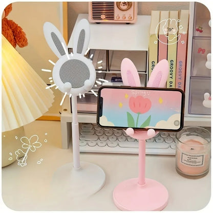 Lazy Stand Cartoon Bunny Phone Holder For iPhone IPad Samsung Cute Rabbit Mobile Phone Stand Desktop Adjustable Telescopic Lift