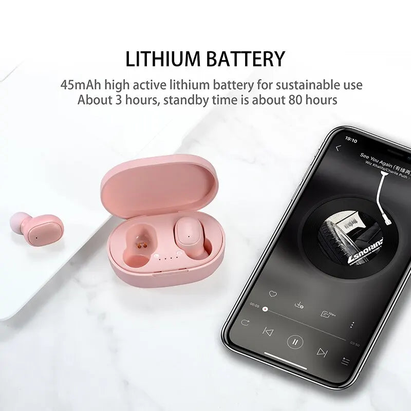 A6S TWS Bluetooth 5.0 Wireless Earphones Headphone Stereo Headset Sports Earbuds Microphone with Charging Box for Mobile Phone