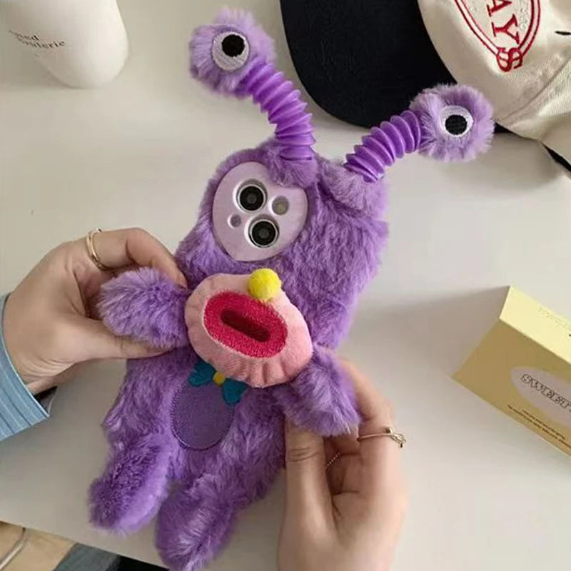 Little Monster Phone Case for iPhone, Plush Glowing, 15, 14, 13, 11, 12 Pro, 8, 7 Plus, X, 13 Pro Free Cleaning Wipes Included