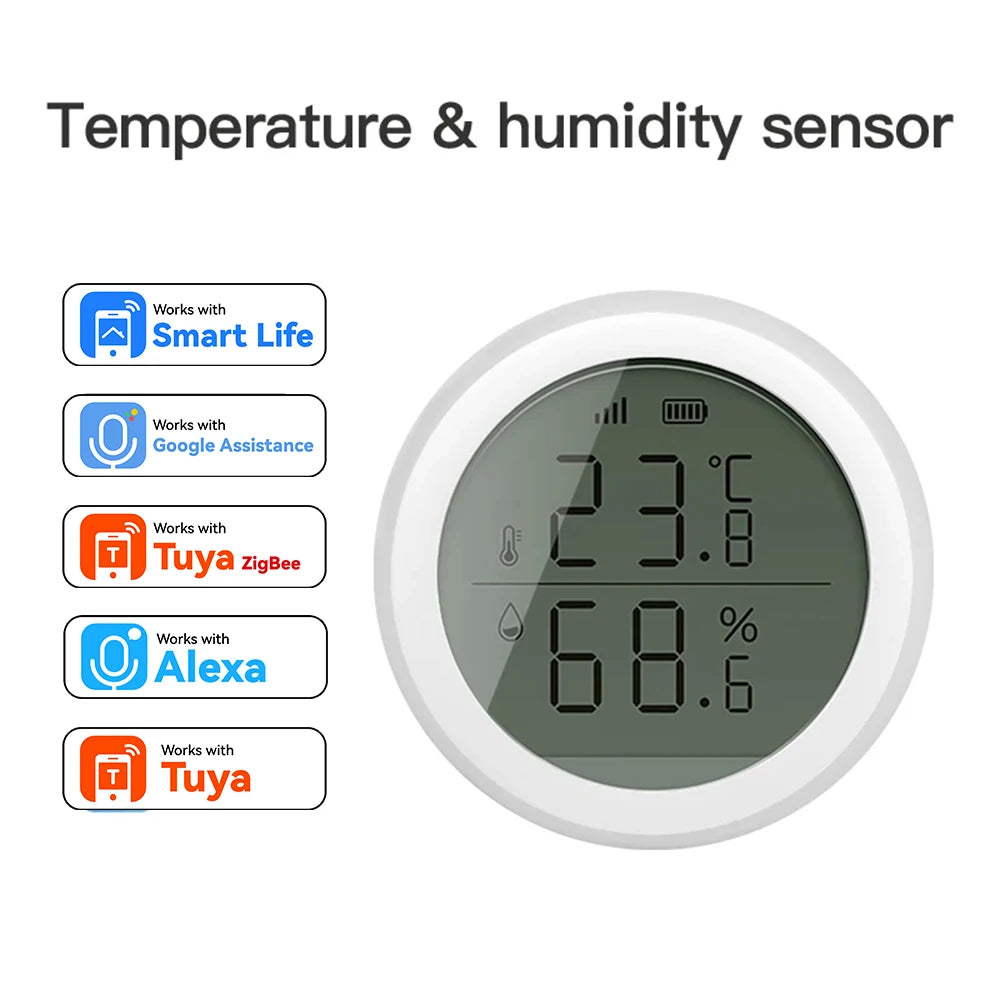 Temperature and Humidity Sensor With LCD for ZigBee Smart life APP Google Alexa Voice Control Support Multi-mode Gateway Option