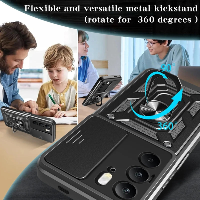 Magnetic Ring Holder Armor Case for OPPO Realme C75 C 75 RealmeC75 4G Slide Camera Protect Cover For Realme 14X 14 X Realme14X