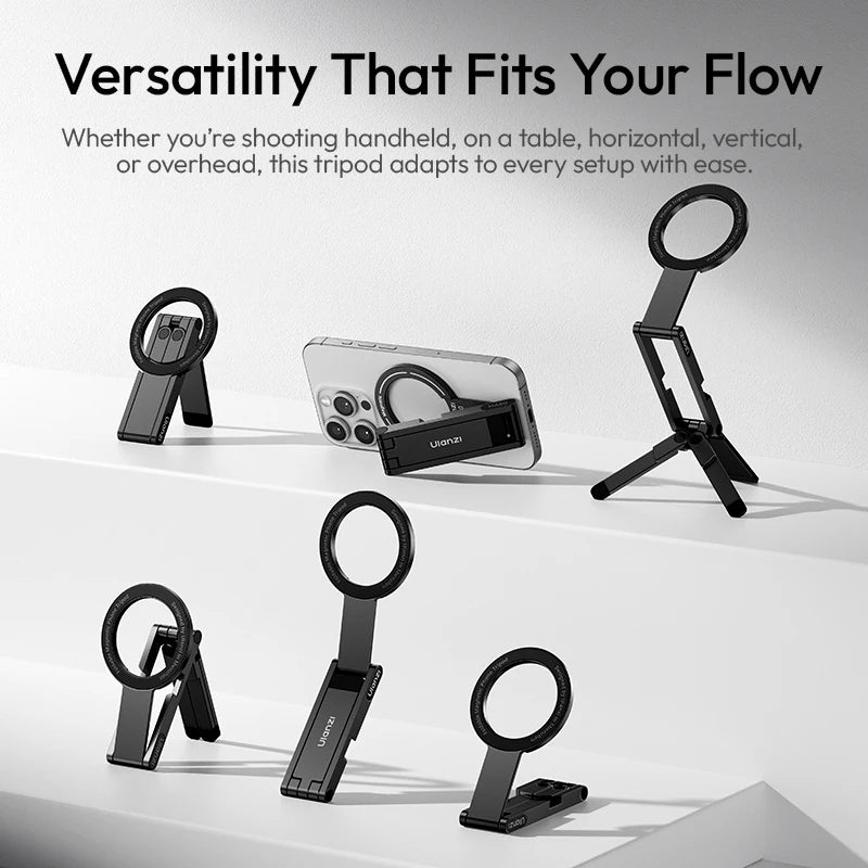 Ulanzi MA60 Foldable Magsafe Phone Tripod for iPhone Mobile Phone Dual-Side Magnetic Adjustable Phone Holder Stand for Vlog Live