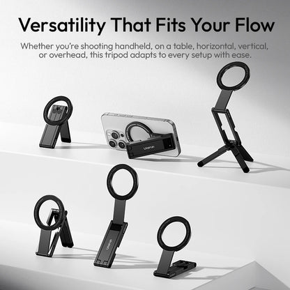 Ulanzi MA60 Foldable Magsafe Phone Tripod for iPhone Mobile Phone Dual-Side Magnetic Adjustable Phone Holder Stand for Vlog Live