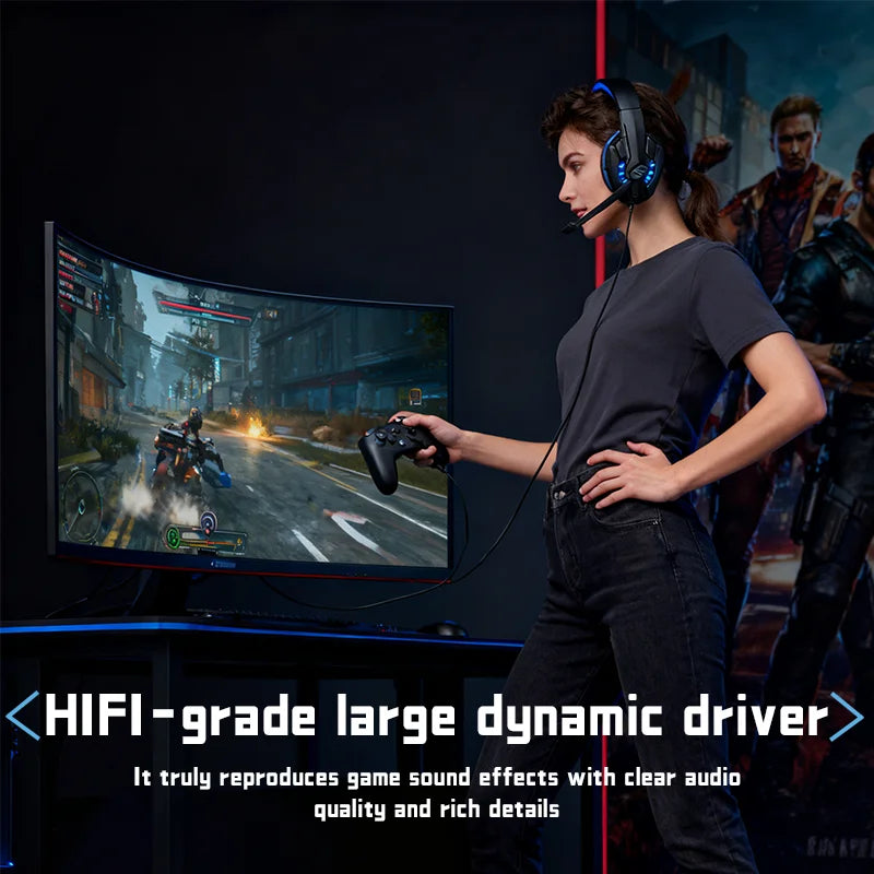 A7 Bass Gaming Headset with Mic Over-Ear Headphones Stereo Sound Gamer Video Game Noise Cancelling for PC Gaming Headset Esports