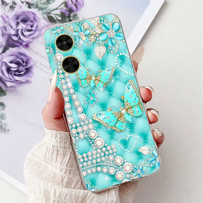 For Cover Xiaomi Redmi A5 4G / Poco C71 Phone Case Colorful Flower Butterfly Love Heart Lxuru Women Fashion Soft Clear Silicone