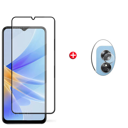 6-in-1 For OPPO A17 Glass For OPPO A17 Tempered Glass HD 9H Full Cover Glue Screen Protector For OPPO A 17 A17 Lens Glass 6.56"