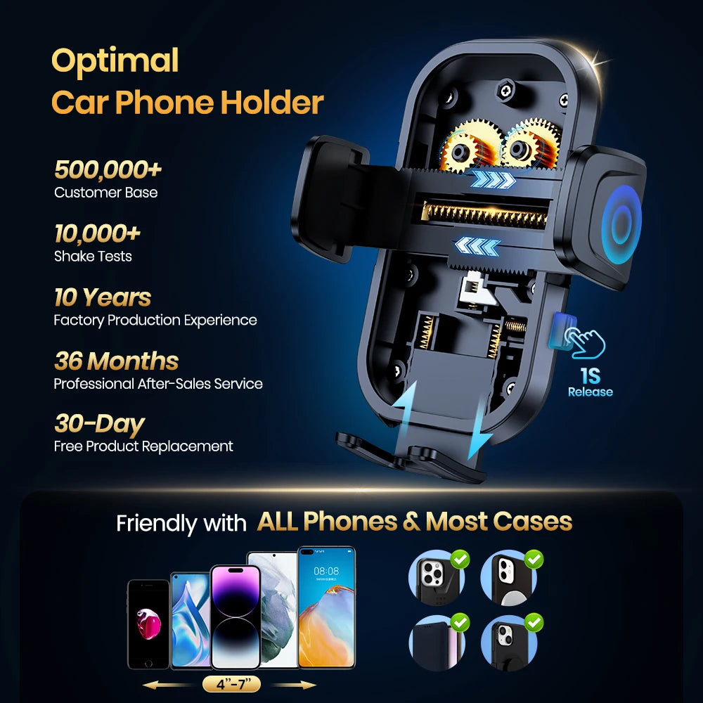 TOPK Car Phone Holder Universal Phone Mount for Car with Hook Clip Air Vent Car Mount 360° Rotation Universal Mobile Phone Mount