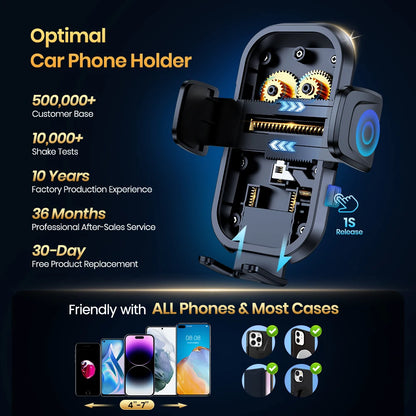 TOPK Car Phone Holder Universal Phone Mount for Car with Hook Clip Air Vent Car Mount 360° Rotation Universal Mobile Phone Mount