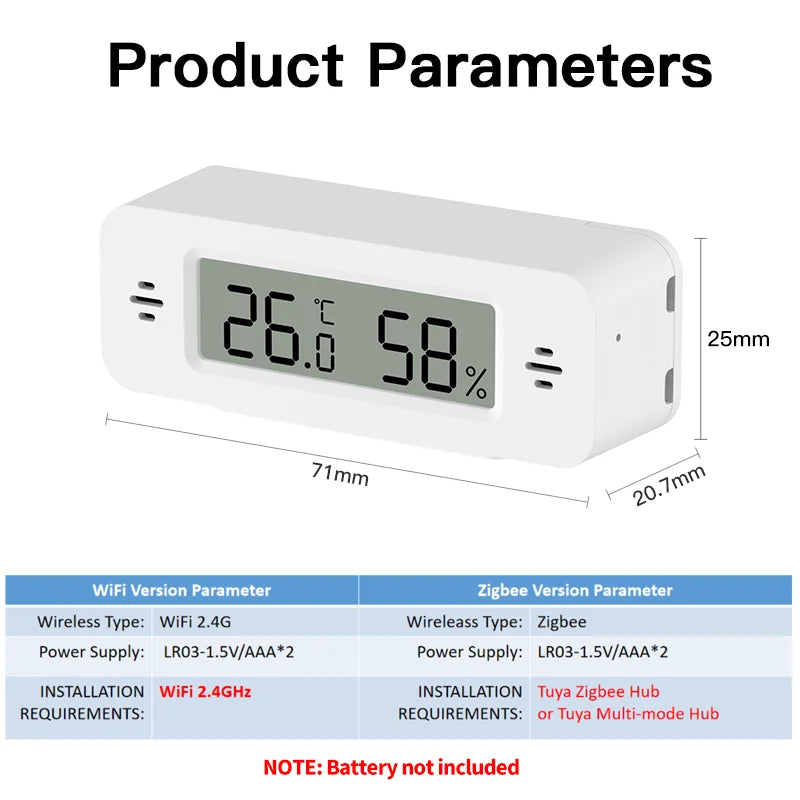 Tuya Zigbee WiFi Temperature And Humidity Sensor APP Remote Monitor For Smart Home var SmartLife WorkWith Alexa Google Assistant