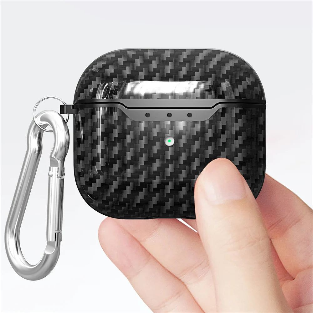 Business Carbon Fiber Pattern Earphone Cases For Airpods 4 3, 1/2 Case Headphones Protective Case For Apple Airpods Pro 2 Covers