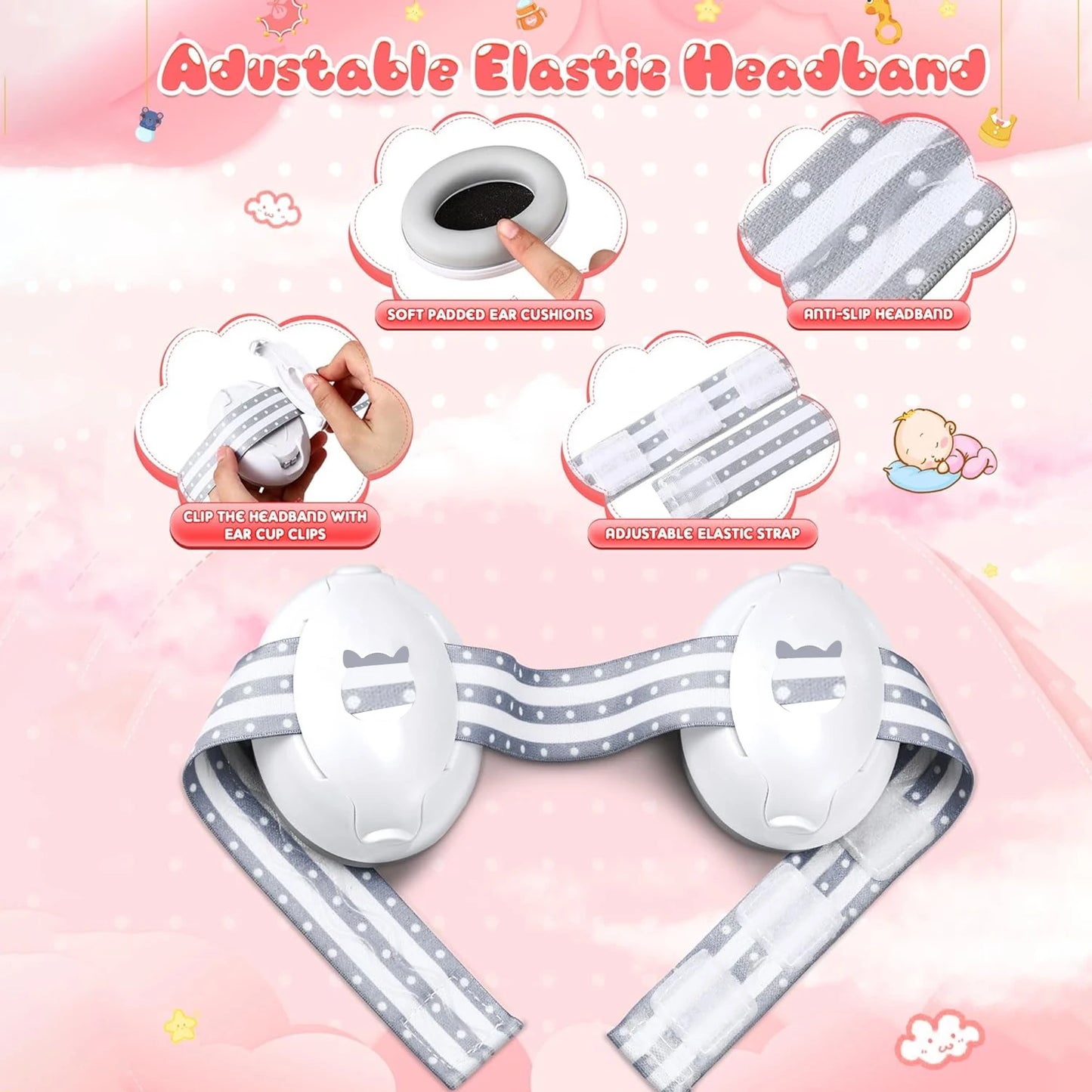 Baby Earmuffs Infant Noise Cancelling Ear Protection Baby Headphones for Plane,Sleeping,Baby Ear Protection Travel Essential NEW