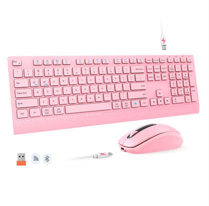 Dual-mode 2.4G Wireless Keyboard Mouse Combo Mute Rechargeable Keyboard Mouse Set With Multi-Function Keys for Windows PC Gamer