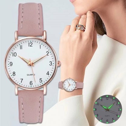 Fashion  Luminous  Leather Strap Wristwatch Women Small Dial Quartz Watch Ladies Clock Gift Relojes Para Mujer Dropshipping