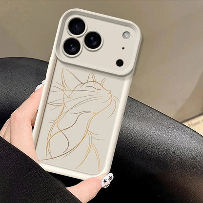 Artistic Line Cat Case For OPPO Reno 13 14 11 12F 11F 13F Realme C53 C55 C65 C63 C67 C71 15T 14 Plus A78 A58 A79 A60 A6 A5 Pro
