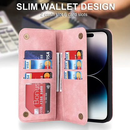For iPhone 12 13 14 15 Pro Max 14 Plus 13Mini Flip Leather Wallet Card Slot MagSafe Charging Case Cover