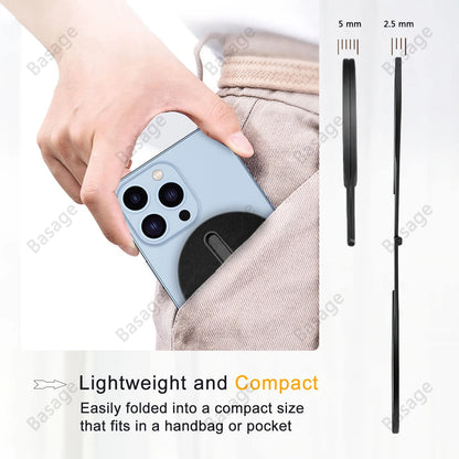 Detachable Magnetic Phone Holder for Laptop/Continuity Camera/Tripod/Desk，Foldable Desktop Monitor Side Phone Mount for Magsafe