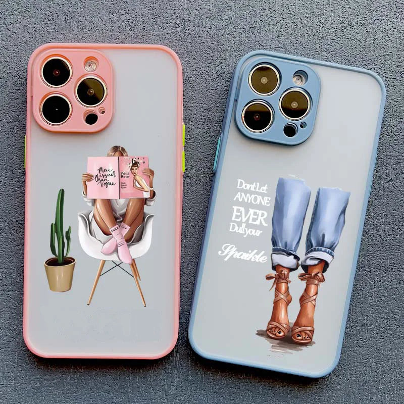 Girl Women Coffee Miss Phone Case For iphone 16 12 11 14 13 15 Pro Max X XS XR SE 2020 7 8 Plus Fashion Lady High Heel Covers