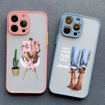 Girl Women Coffee Miss Phone Case For iphone 16 12 11 14 13 15 Pro Max X XS XR SE 2020 7 8 Plus Fashion Lady High Heel Covers