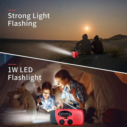 2000mAh Emergency Crank Weather Radio with LED Flashlight, Alertsync Portable AM/FM/NOAA Solar Radio with Phone Charger, SOS Ala