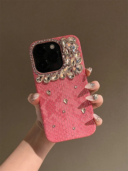 Luxurious Glitter Phone Case For iPhone 17 16 15 14 13 12 11 Pro Max  Snake Pattern Cover For iPhone 16 17 Pro max Diamond Shiny