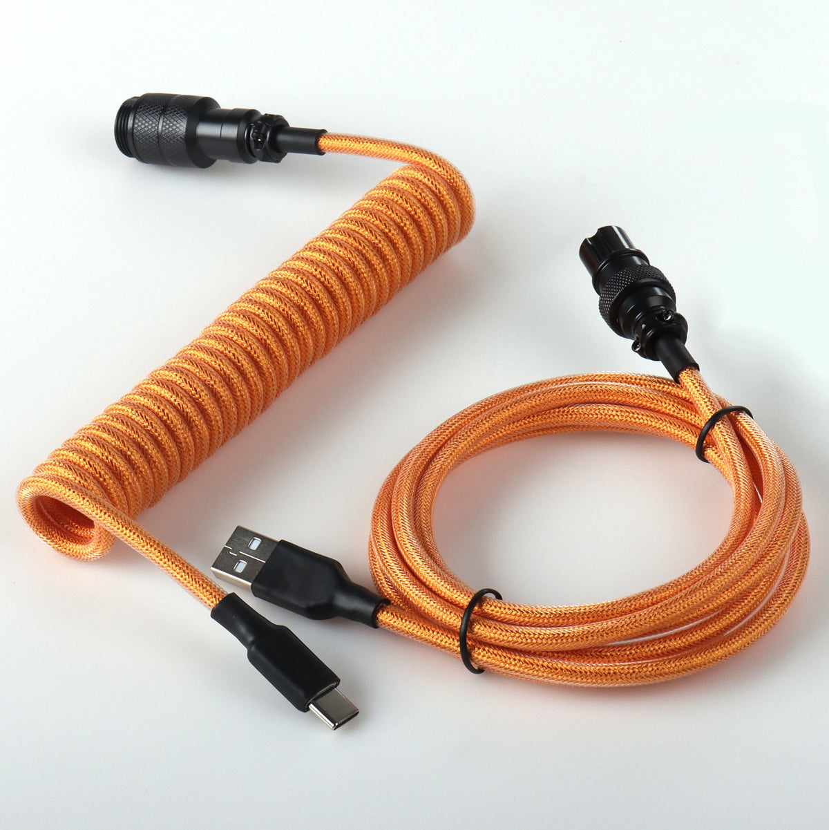 LANO Custom Paracord Coiled Mechanical Keyboard Type C Data Spring Cable GX16 Aviator Coil Spiral Usb C for Gaming Coiled Cable