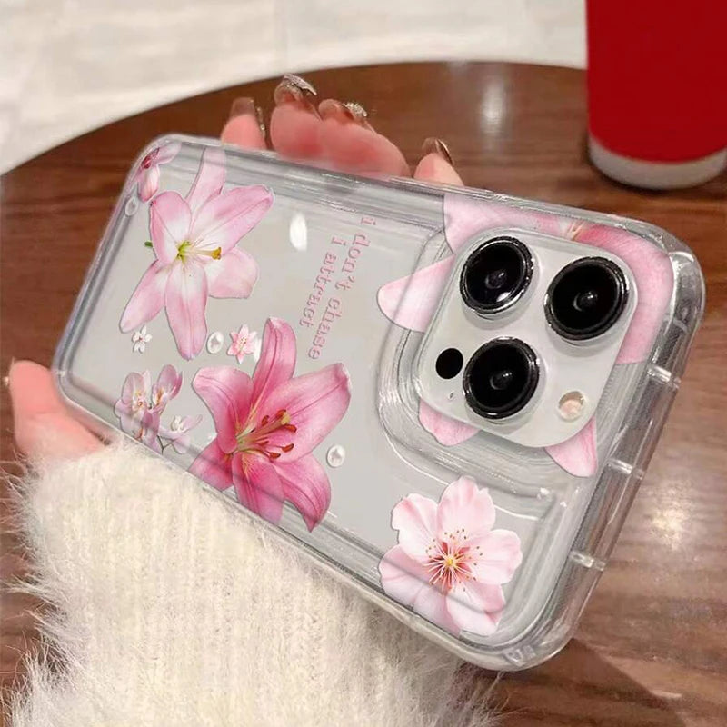 Floral Pattern Transparent Shockproof Soft TPU Phone Case For iPhone 17 16 Pro Max 16E 15 14 13 12 11 XS X XR 7 8 Plus SE2 Cover