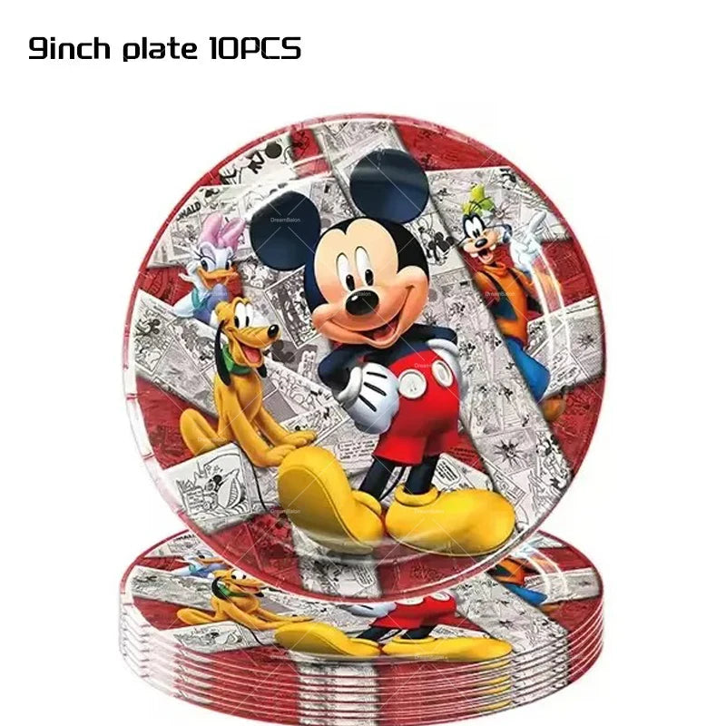 Mickey Balloon Cartoon Mouse Minnie Decorations Party Happy Birthday Banner Cake Topper Disposable Tableware Background Gift Bag