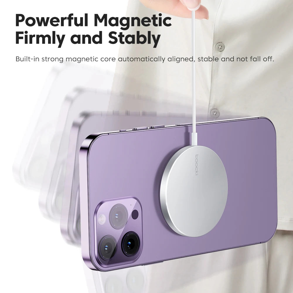 Toocki 15W Strong Magnetic Super Charge Wireless Charger For Iphone 16 15 14 QI Fast Type C Cable  For iPad Phone Charger