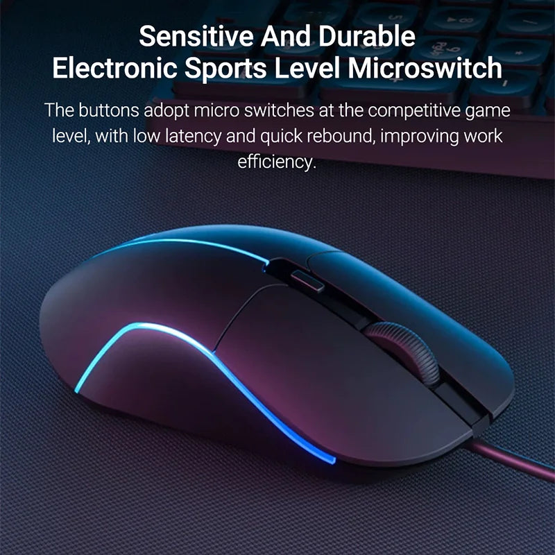 Acer USB Wired Mouse 6 Keys 3200DPI Optical Colorful Breathing Light Competitive Game Office Mouse for Notebook Laptop Computer