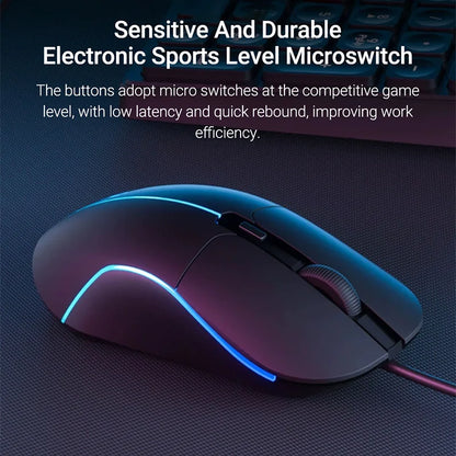 Acer USB Wired Mouse 6 Keys 3200DPI Optical Colorful Breathing Light Competitive Game Office Mouse for Notebook Laptop Computer
