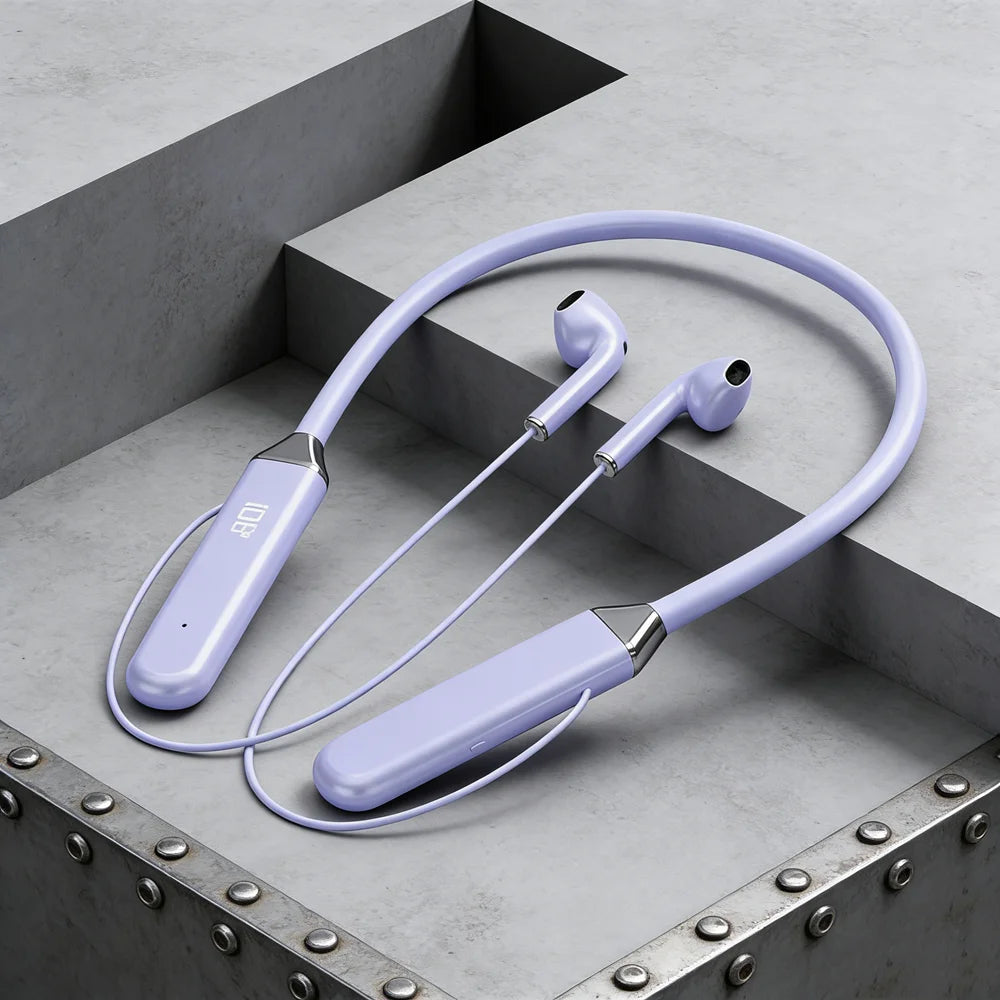 Wireless Neckband Earphones Bluetooth 5.3 Headphones Gaming Power Display Headset TWS Earbuds Sport Headset With Mic