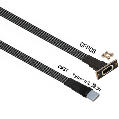 50CM Type C to USB-C 90° Angled adapter cable Power bank flexible cable PD cable charging cable USB C bend flat silicone cable