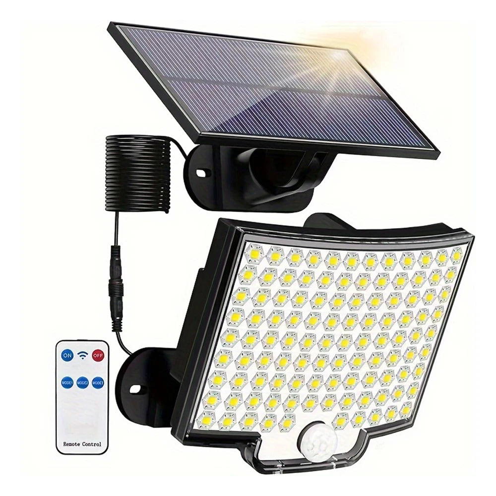 106LED Solar Outdoor Lights Motion Sensor Remote Wall Flood Lamp Security Waterproof Patio Garden Garage Fence Pathway Lighting