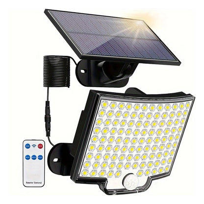 106LED Solar Outdoor Lights Motion Sensor Remote Wall Flood Lamp Security Waterproof Patio Garden Garage Fence Pathway Lighting