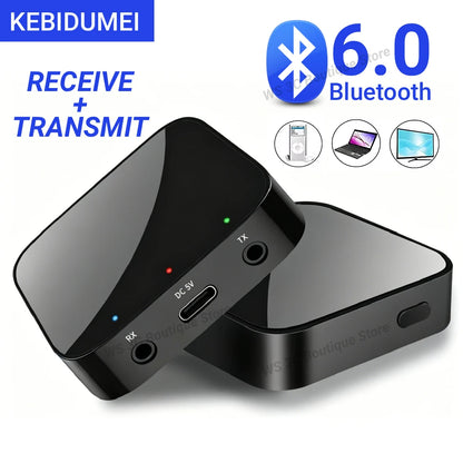 KEBIDUMEI Bluetooth 6.0 Receiver and Transmitter 3.5mm AUX Wireless Audio Adapter Bluetooth Transmitter for Car PC TV Headphones