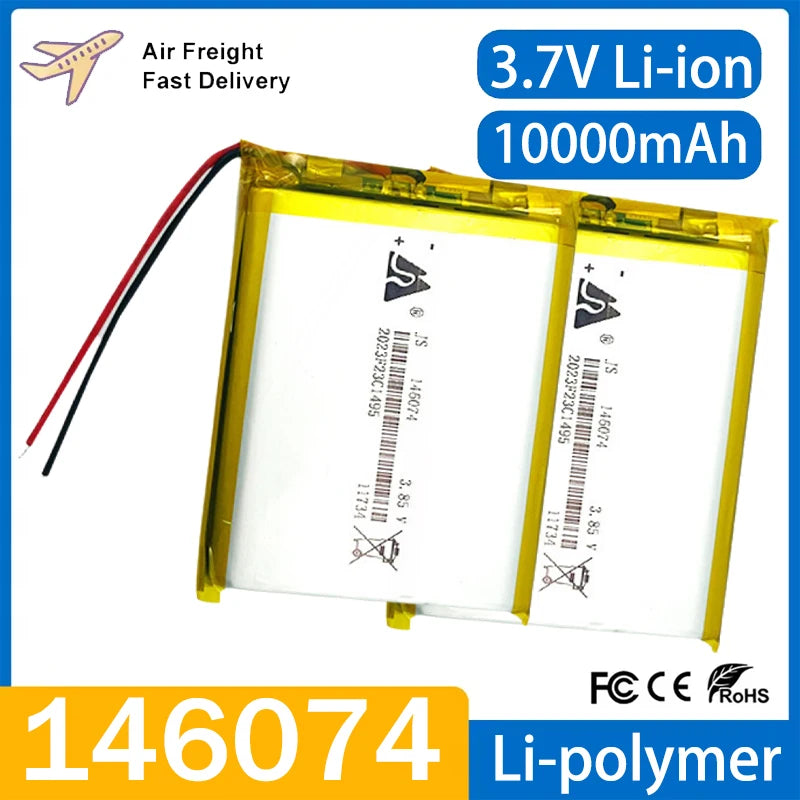 3.7V 10000mAh 146074 Li-polymer Battery 136074 Rechargeable Polymer Lithium Batteries for Power Bank Toy GPS Laptop Lights Diy