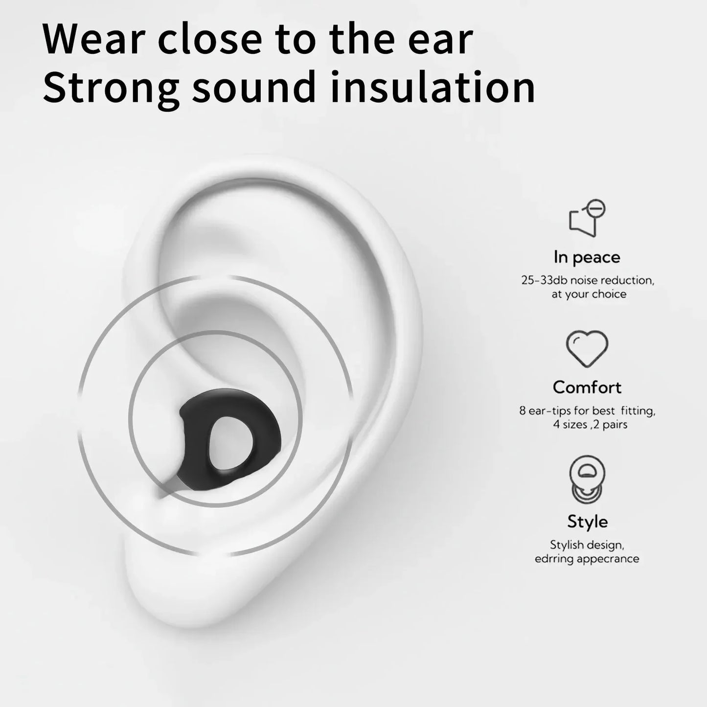 Concert Ear Plugs, High Fidelity Noise Cancelling Silicone Ear Plugs, Reusable Ear Plugs for Musicians, , Focus and Sleep