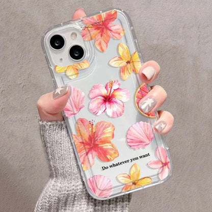 Floral Pattern Transparent Shockproof Soft TPU Phone Case For iPhone 17 16 Pro Max 16E 15 14 13 12 11 XS X XR 7 8 Plus SE2 Cover