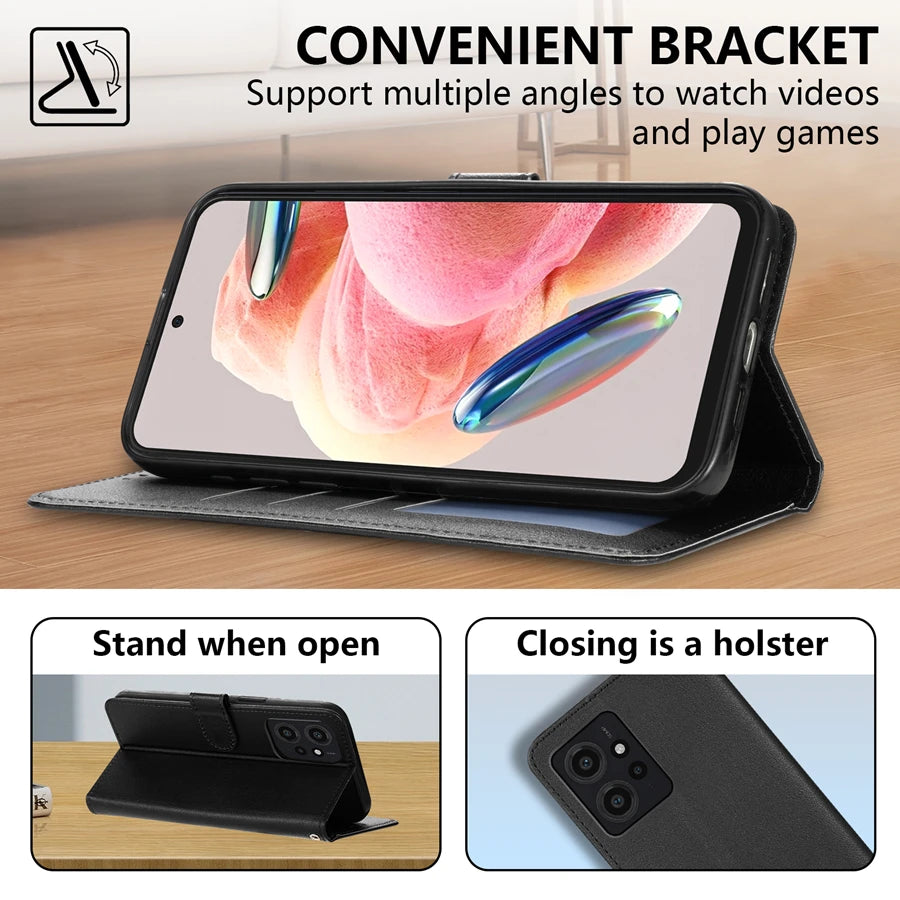 Wallet With Card Slot Kickstand Magnetic Flip Leather Case For Xiaomi 15T M7 Pro 5G C75 X7 X6 C65 Redmi 15 15C Shockproof Cover