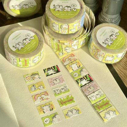200pcs/Roll Transparent Cute Cats Stickers for Kids Funny Animal MEME Decals Waterproof  Decorative Scrapbooking Phone Case