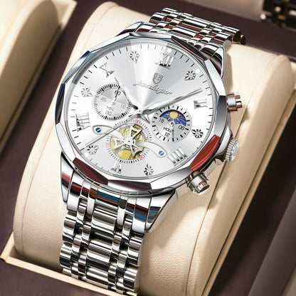 POEDAGAR Luxury Men Clock Waterproof Luminous Chronograph Sport Man Wristwatch Stainless Steel Fahion Quartz Men's Watches Reloj