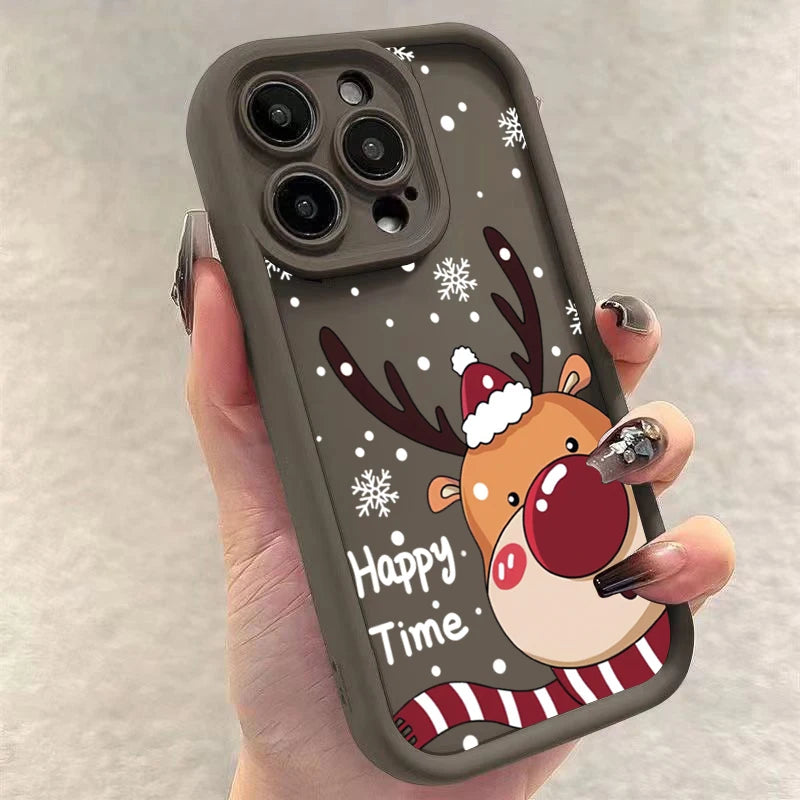 Christmas Deer Tree Graphic Phone Case For iPhone 17 16 15 Pro Max Plus 14 13 12 11 Pro Max Air XS X XR 7 8 Plus SE2 Soft Cover
