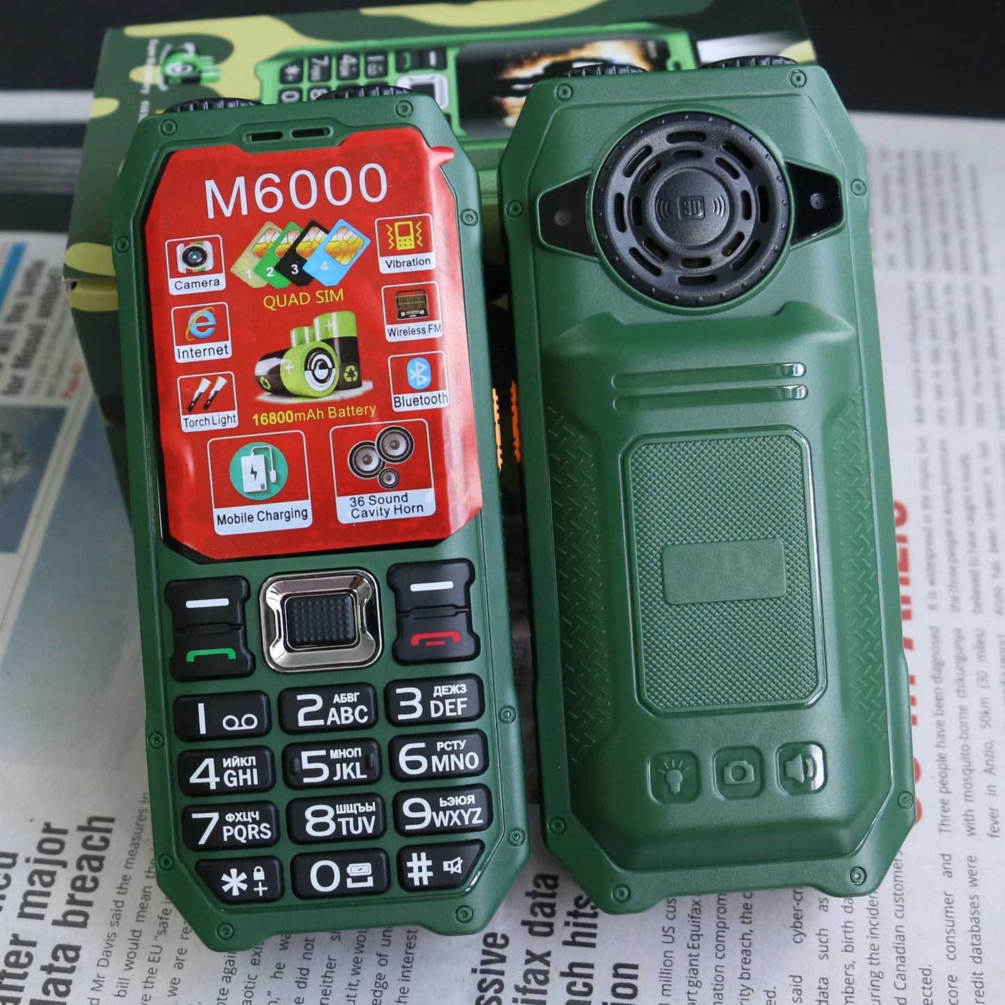 Durable Outdoor Senior Phone Magic Voice 4 Quad Sim Cards Large Battery Powerbank Speed Dial Big Button Loud Voice Dual Torch