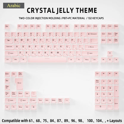 Crystal Jelly Side Front Printed Keycaps for Mechanical Keyboard 60 75 80 100 Layout Key Caps Korean Japanese Русский Arabic