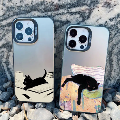 Funny Cat Daily Life Phone Case For iPhone 11 17 12 14 Pro Max Cases 16 13 15 Pro Max 13 Mini 15 Plus Shockproof Laser Covers