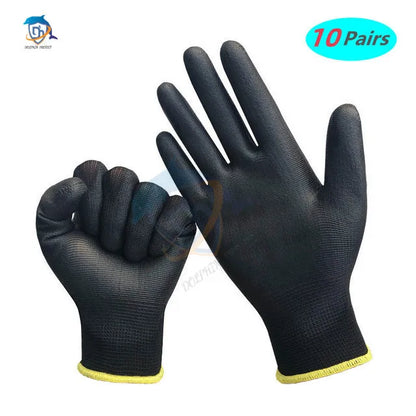 10-50 Pairs of Nylon PU Gloves Safety Work Gloves Repair Special Gloves Palm Coated Gloves Carpenter Repair Worker Supplies