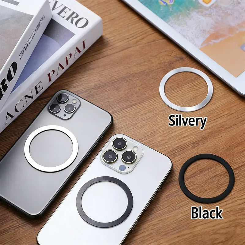 1-10PCSUniversal Strong Magnetic Ring Plate for MagSafe Wireless Charger 3M Adhesive Iron Sheet Sticker Car Phone Holder Mount